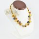 Amber necklace multicolour polished leaves mix